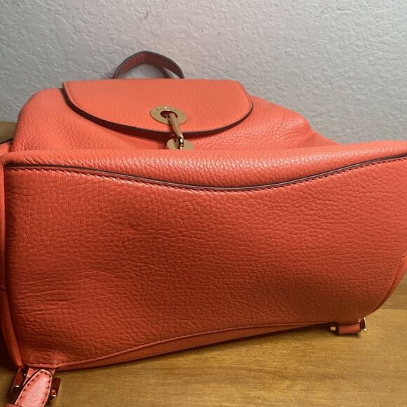 NWT Michael Kors RAVEN LEATHER BACKPACK Pink Grapefruit Peach Purse Spring - Picture 7 of 13